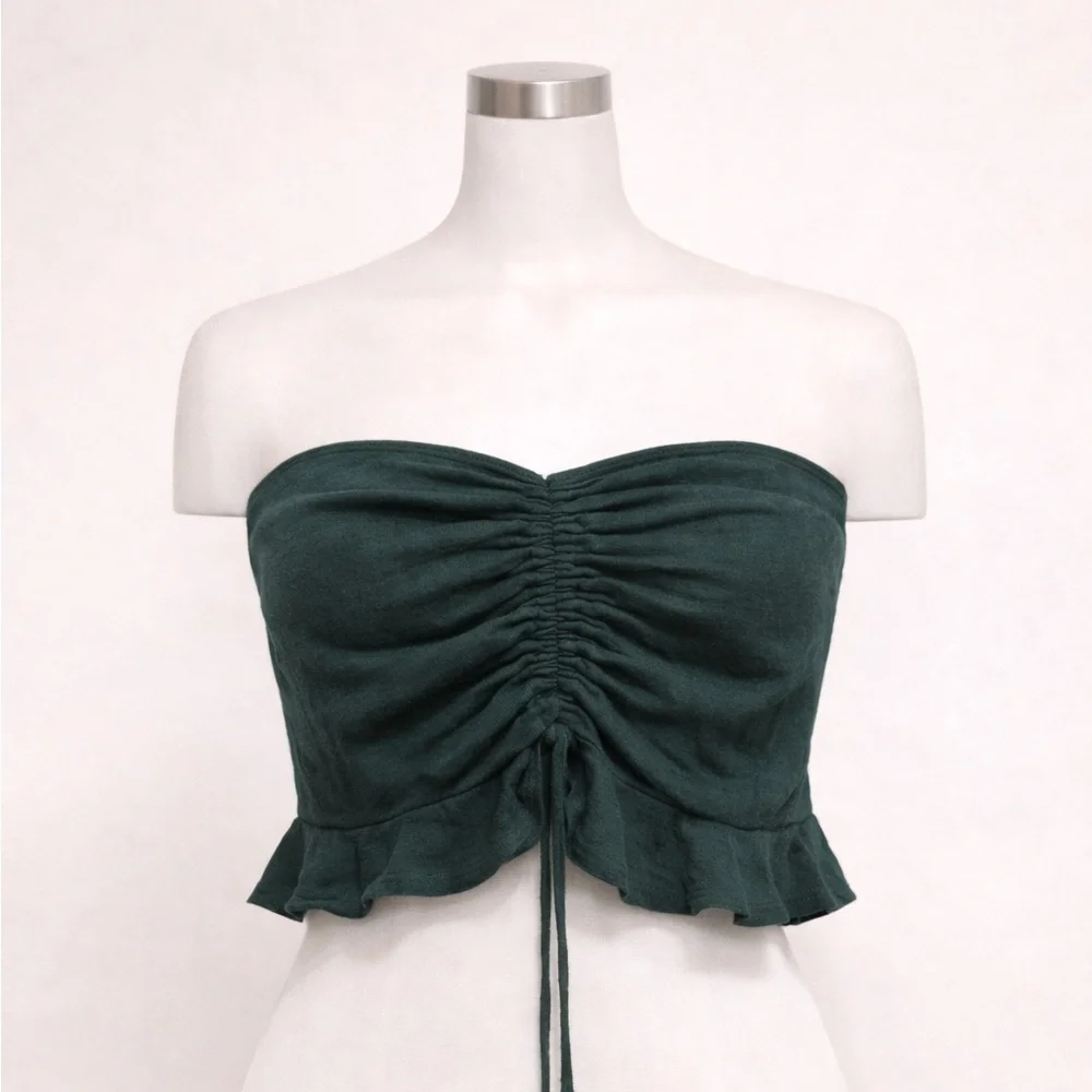 Elegant Dark Green Strapless Top - Picture 1 of 3